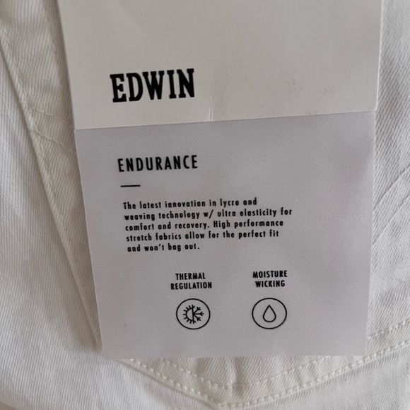 Edwin Bree Mid Rise Straight Crop Jean NWT Size 24 Optic White - Picture 8 of 10